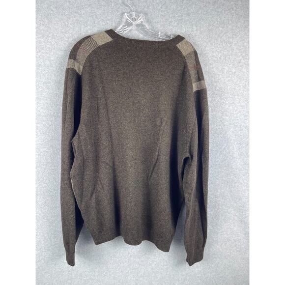 Brooks‎ Brothers Scottish Lambswool Sweater Mens XL Brown Plain V Neck Pullover - Picture 5 of 9